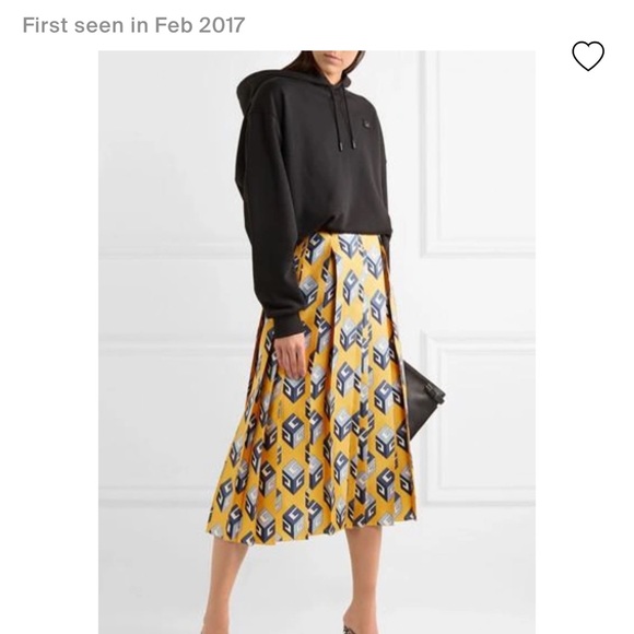 Gucci GG Wallpaper Silk Twill Pleated Skirt, Yellow - Picture 4 of 15